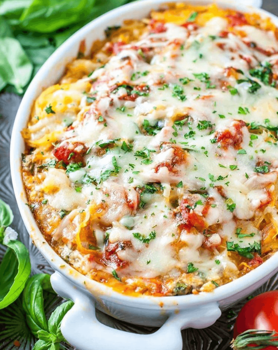 Cheesy Vegetarian Spaghetti Squash Casserole